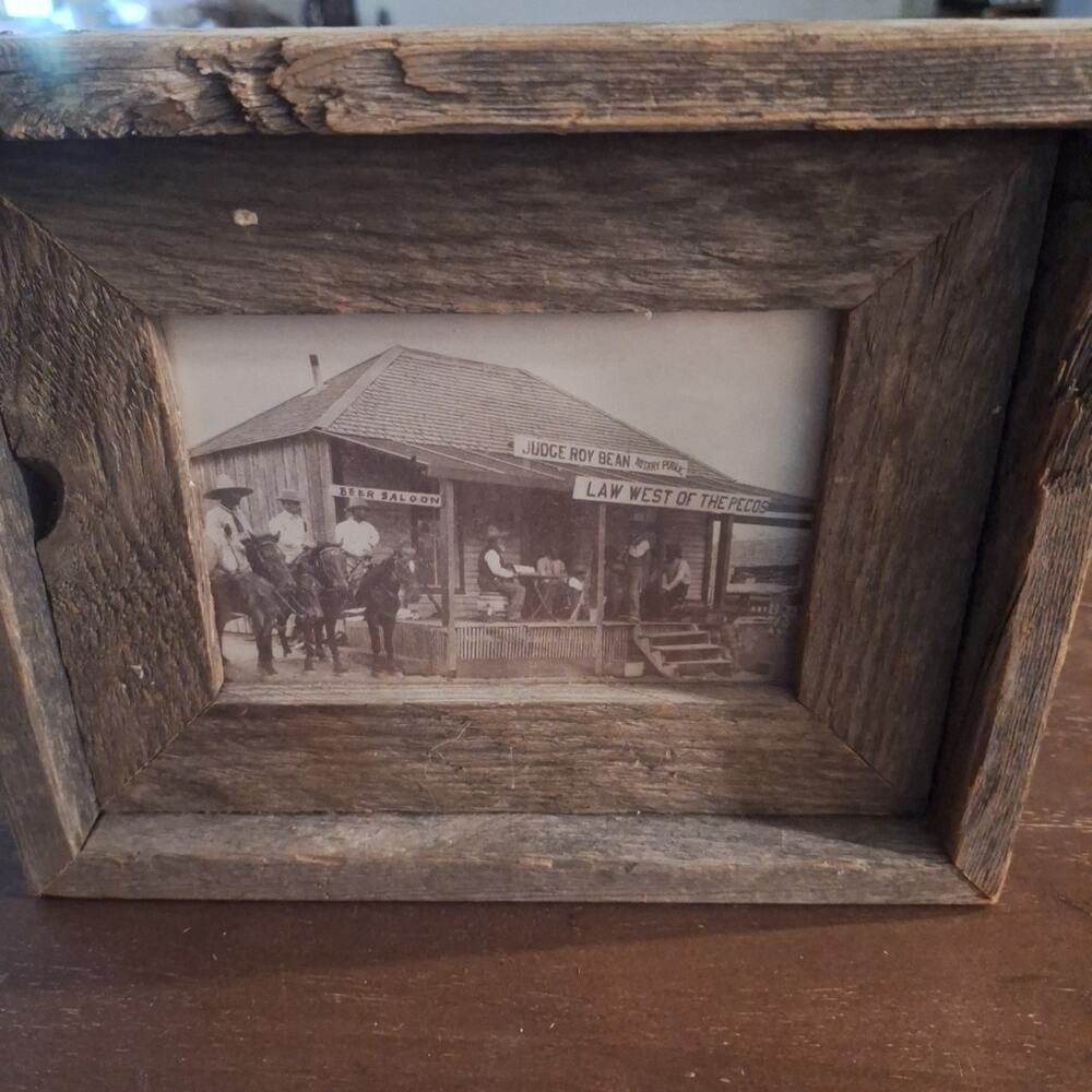 Antique Judge Roy Bean Saloon Picture FRAMED IN BARNWOOD